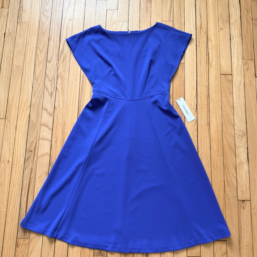 Calvin Klein fit and flare Royal Blue Midi Dress NWT - Picture 2 of 4